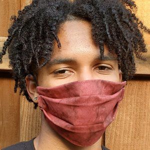 Burgundy Tye Die ReversibeCotton Face Mask,Rse/Wsh